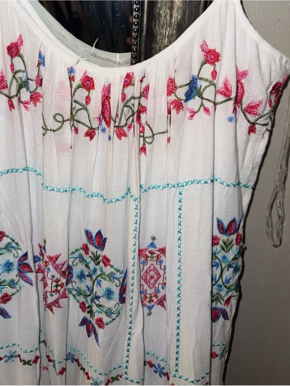 Hale Bob White Maxi Dress with Pink & Blue Embroidery - Picture 10 of 13